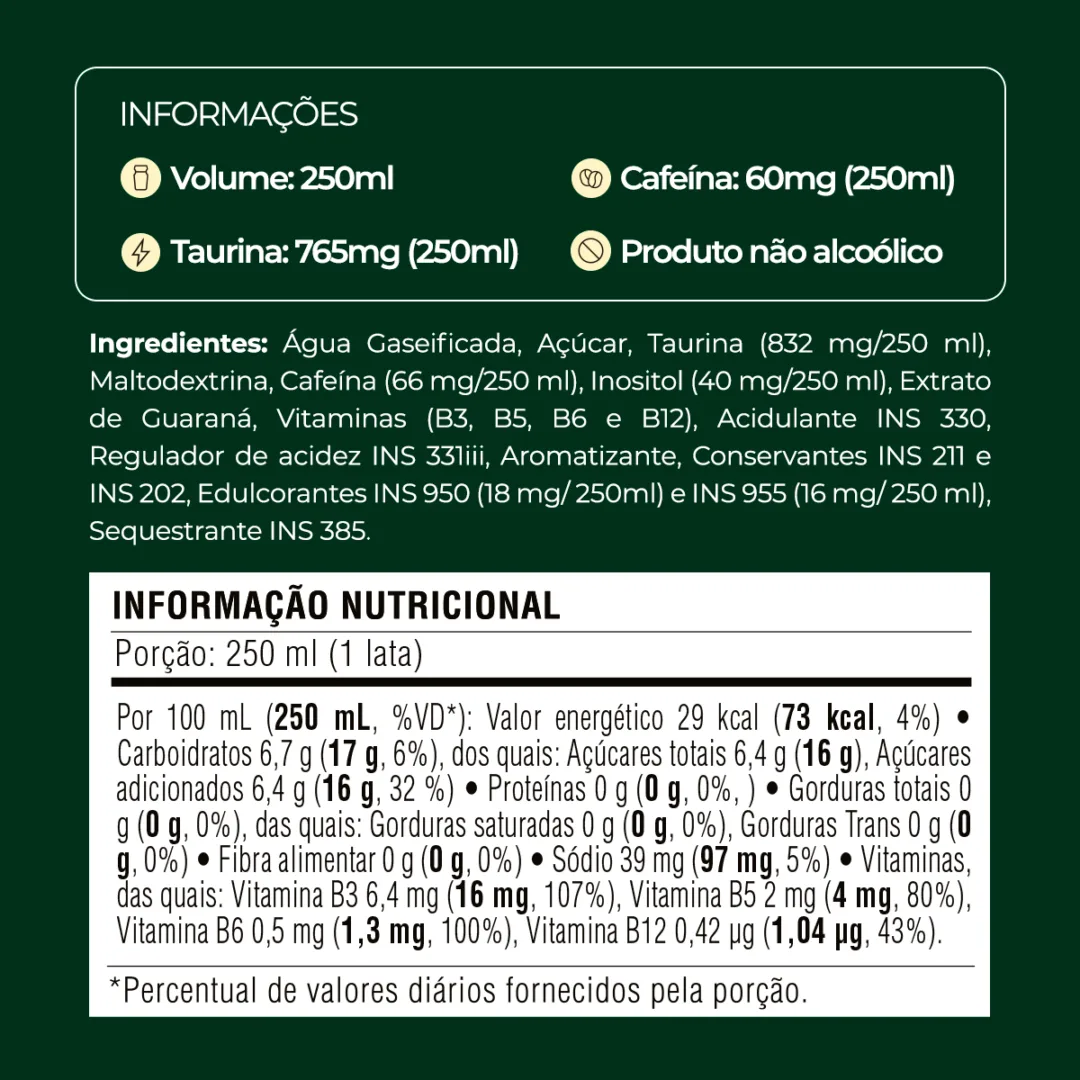 Informações e tabela nutricional do Baly Caipirinha Celebre