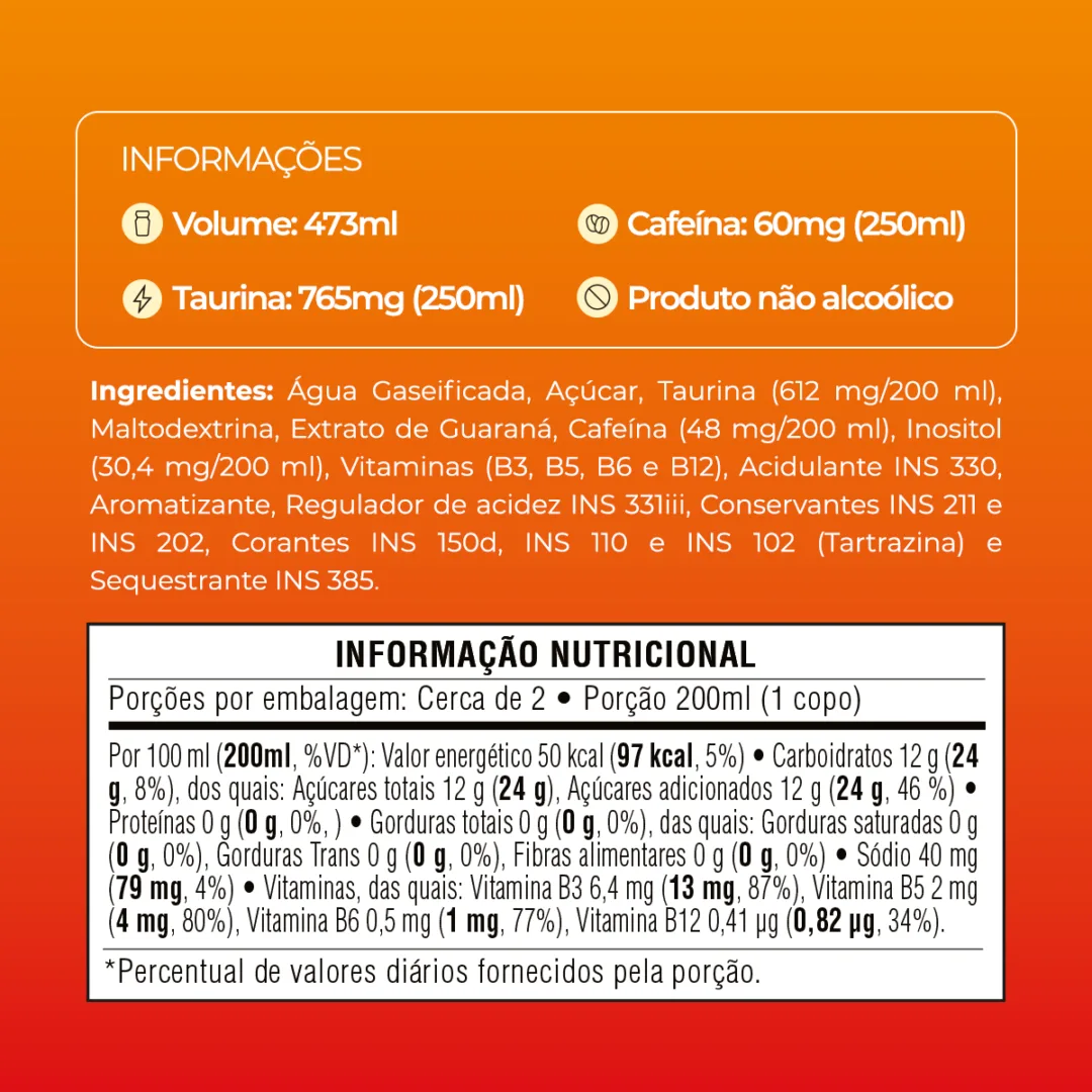 Informações e tabela nutricional do Baly Manga