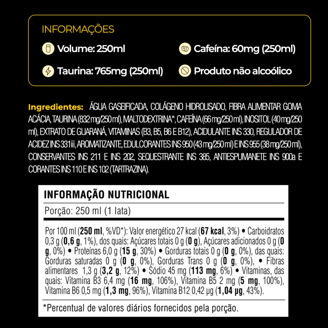 Informações e tabela nutricional do Baly PRO Banana