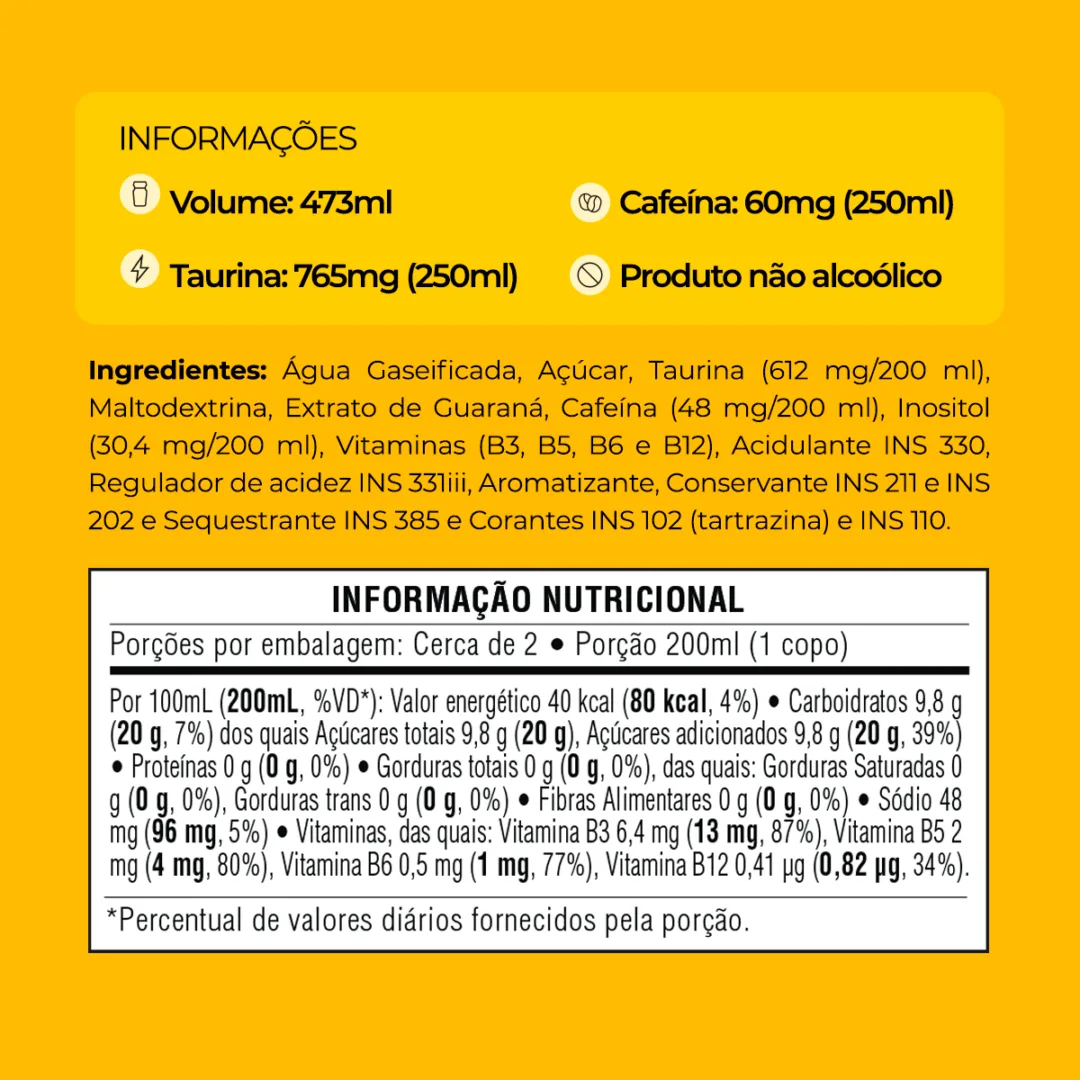 Informações e tabela nutricional do Baly Tropical