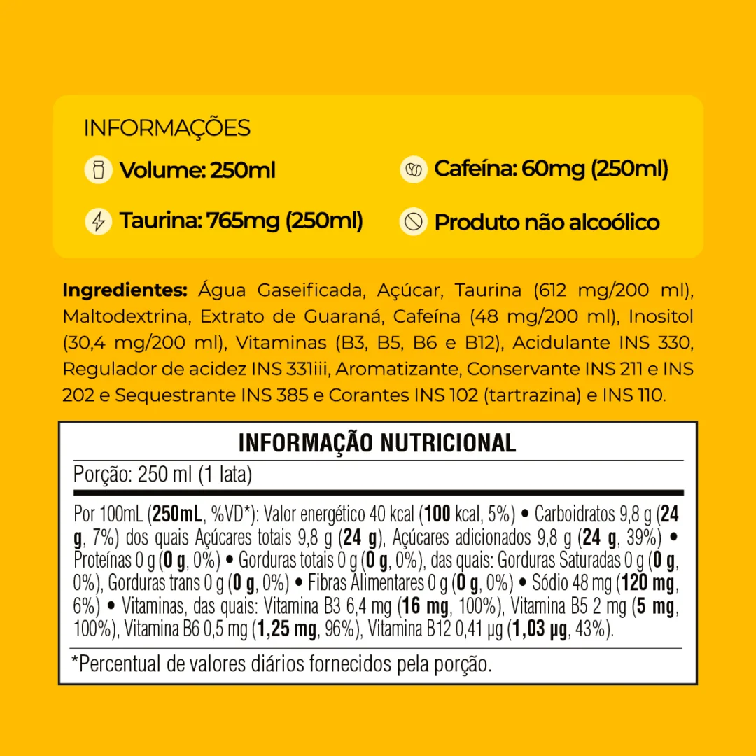 Informações e tabela nutricional do Baly Tropical