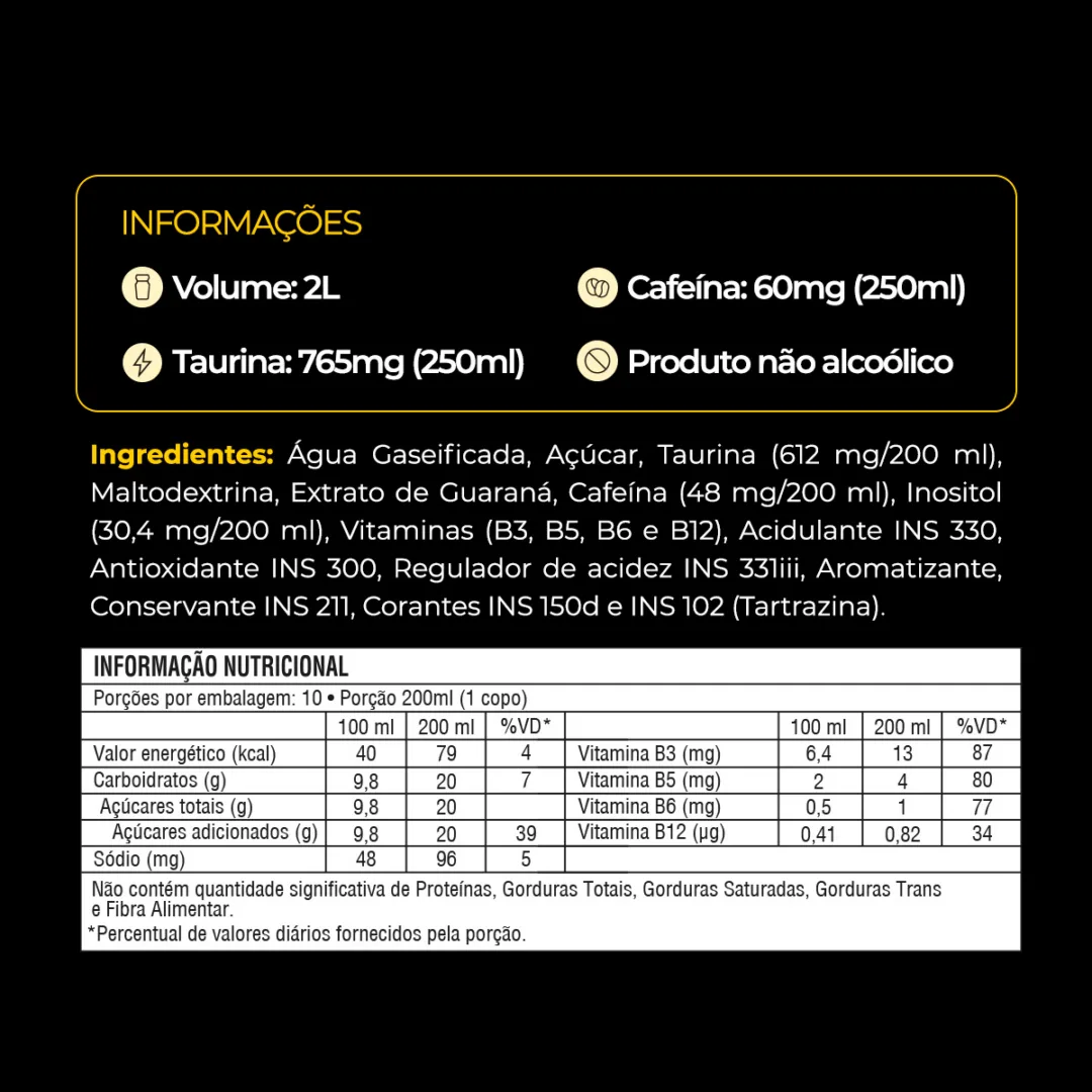 Informações e tabela nutricional do Baly Tradicional