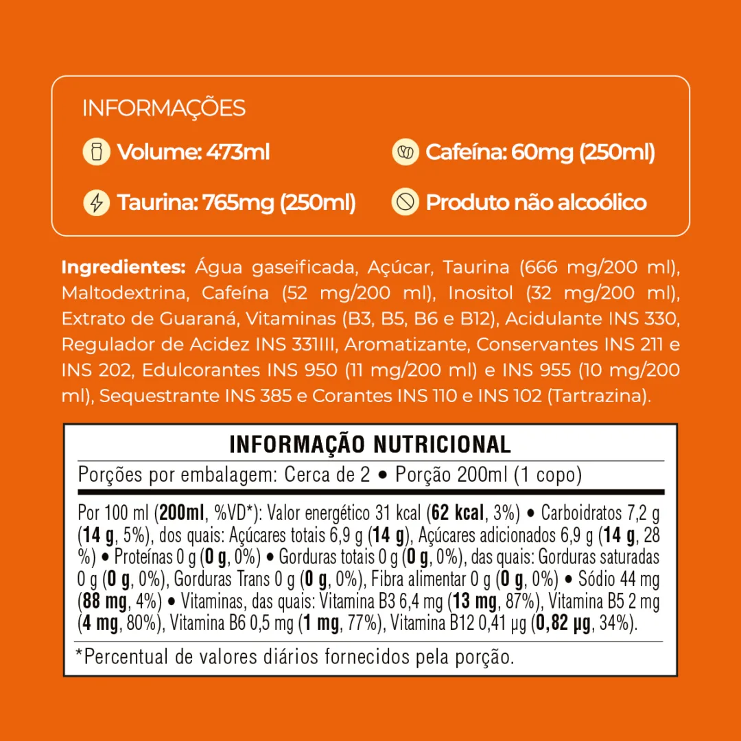 Informações e tabela nutricional do Baly Tangerina