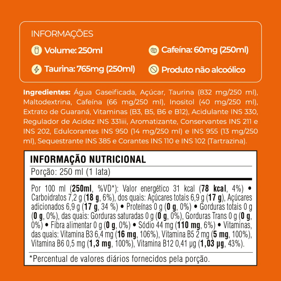 Informações e tabela nutricional do Baly Tangerina