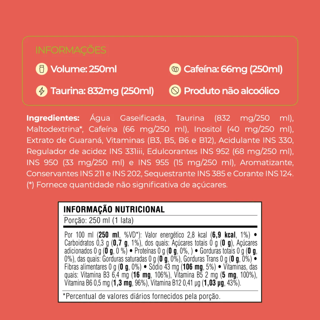 Informações e tabela nutricional do Baly Melancia Zero