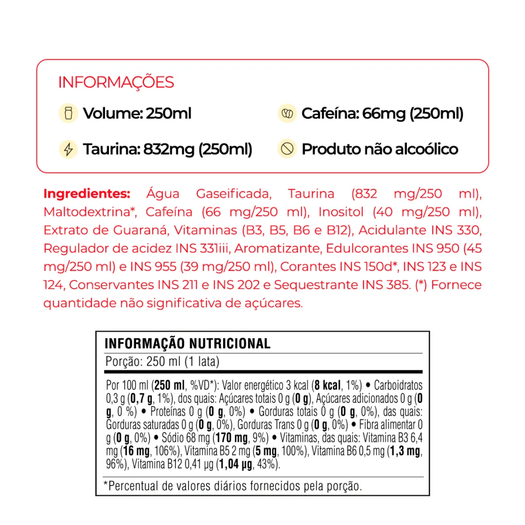 Informações e tabela nutricional do Baly Cereja Zero