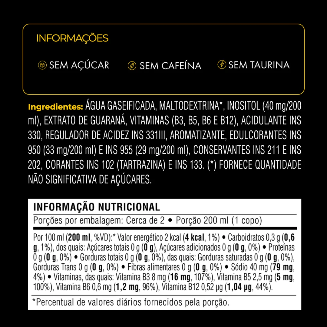 Informações e tabela nutricional do Baly Maçã Verde Free