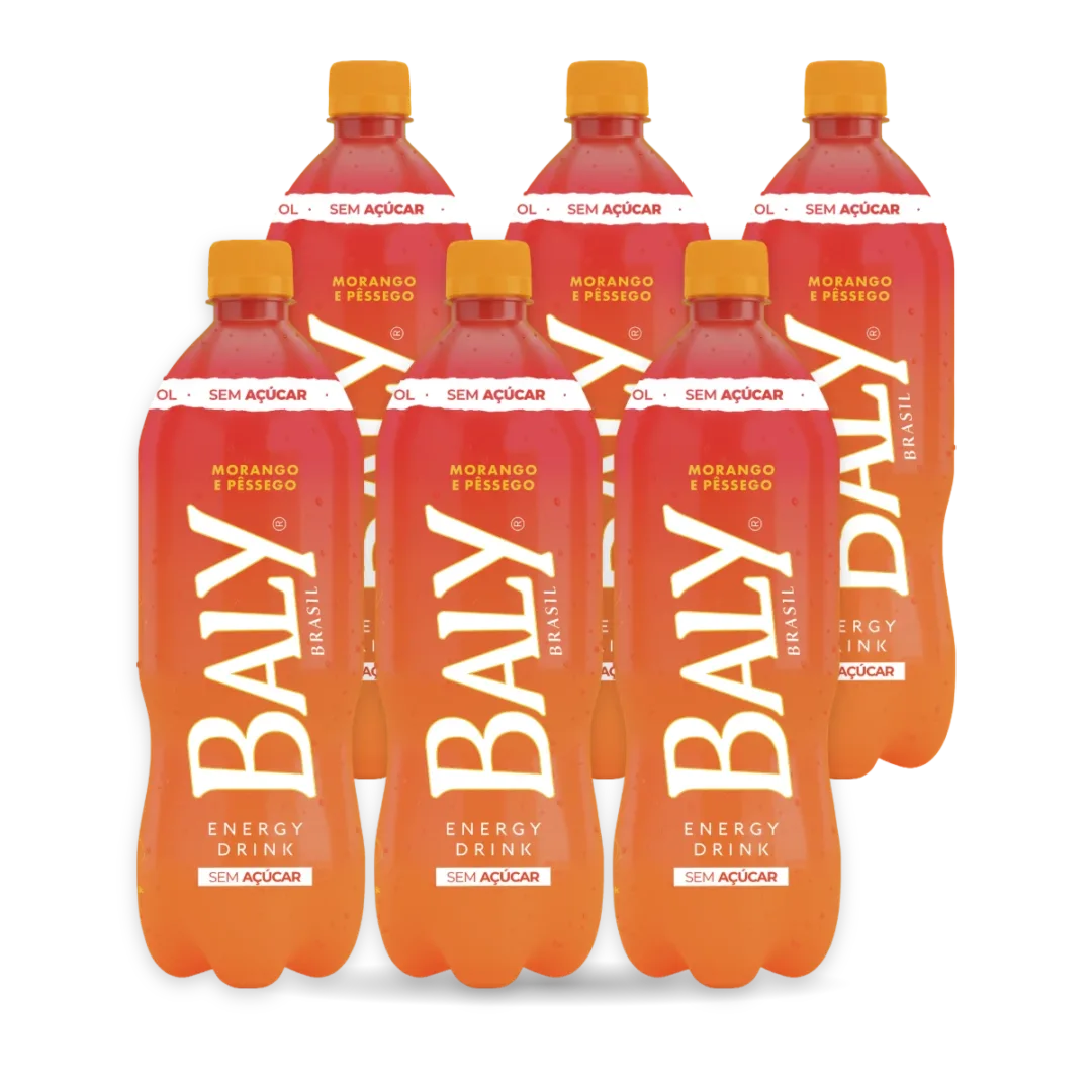 Pack com 6 garrafas de Baly Morango e Pêssego Zero 1 L