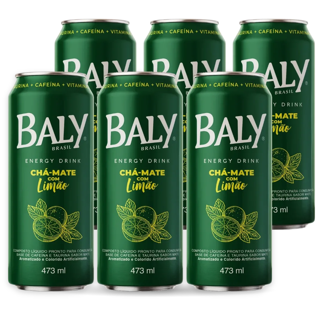Pack com 6 latas de Baly Ch�-Mate com Lim�o 473 ml