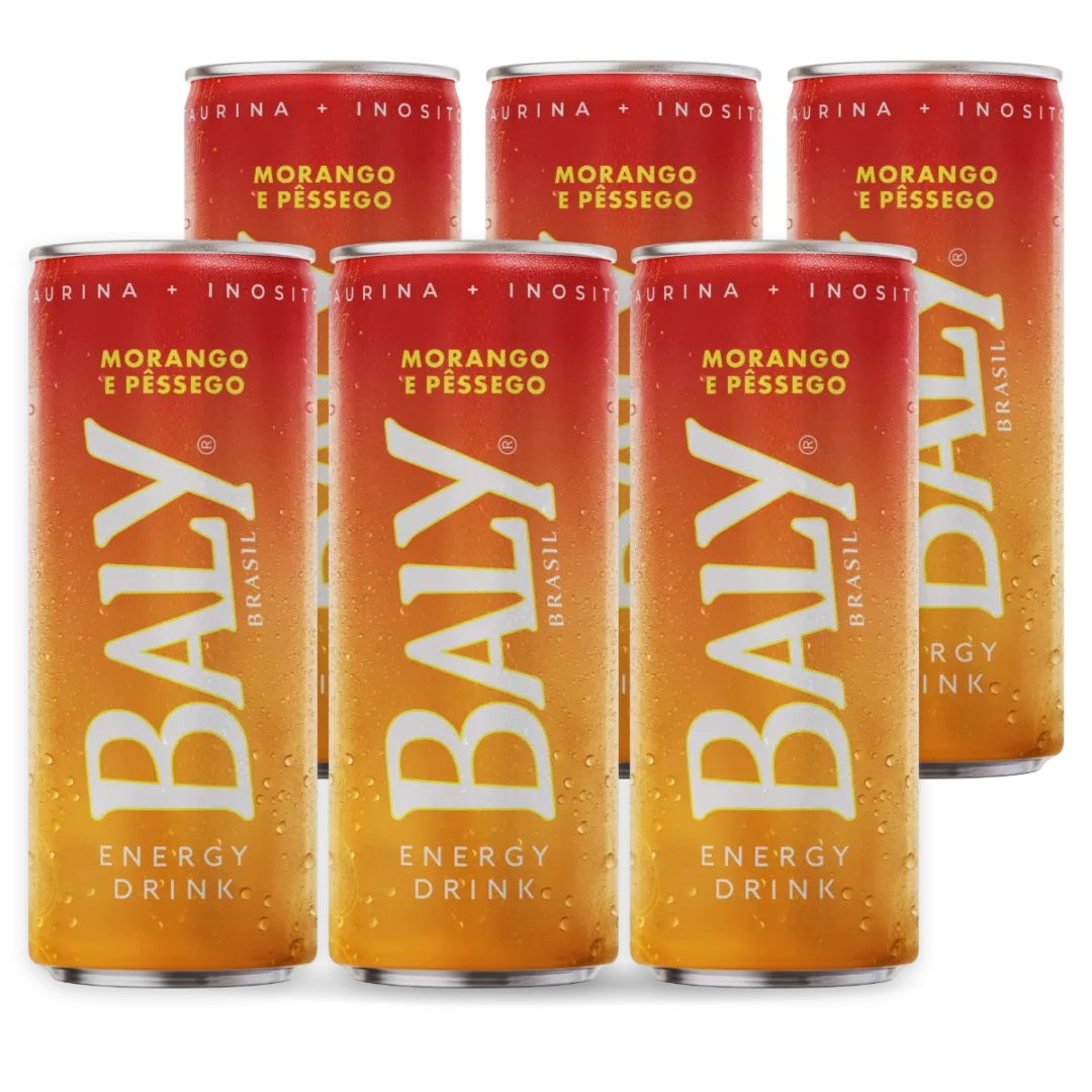 Pack com 6 latas de Baly Morango e P�ssego 250 ml