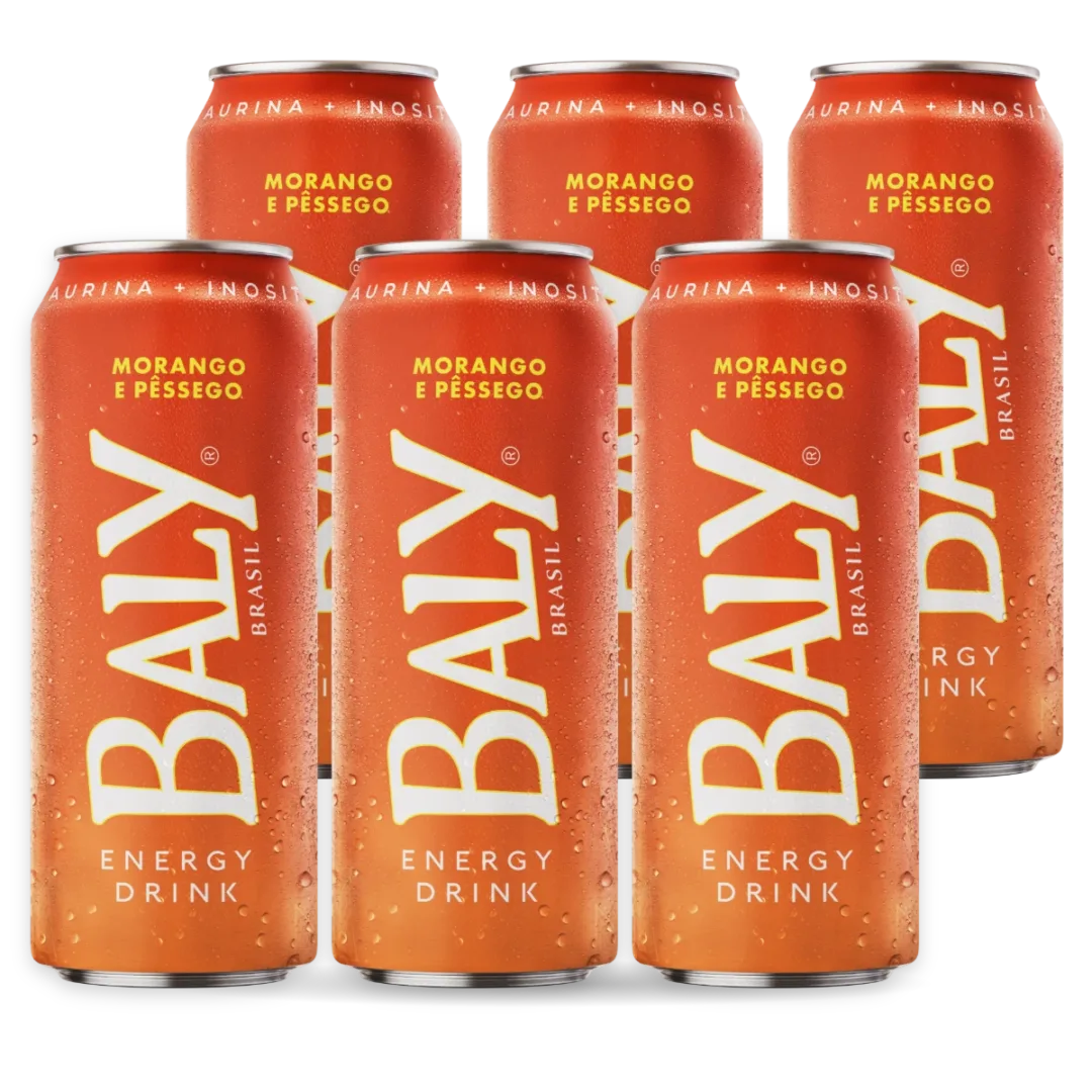 Pack com 6 latas de Baly Morango e P�ssego 473 ml