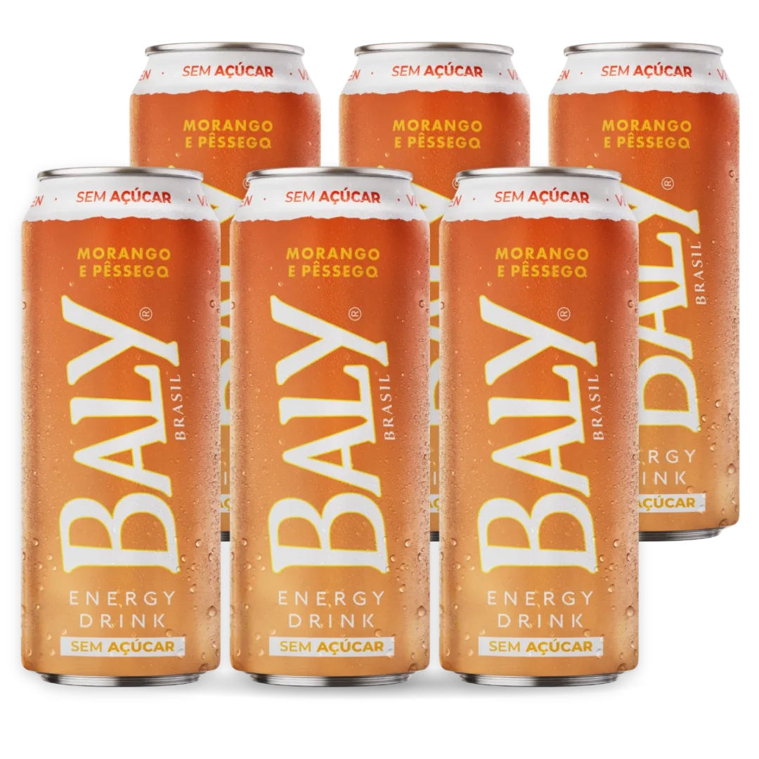 Pack com 6 latas de Baly Morango e P�ssego Zero 473 ml