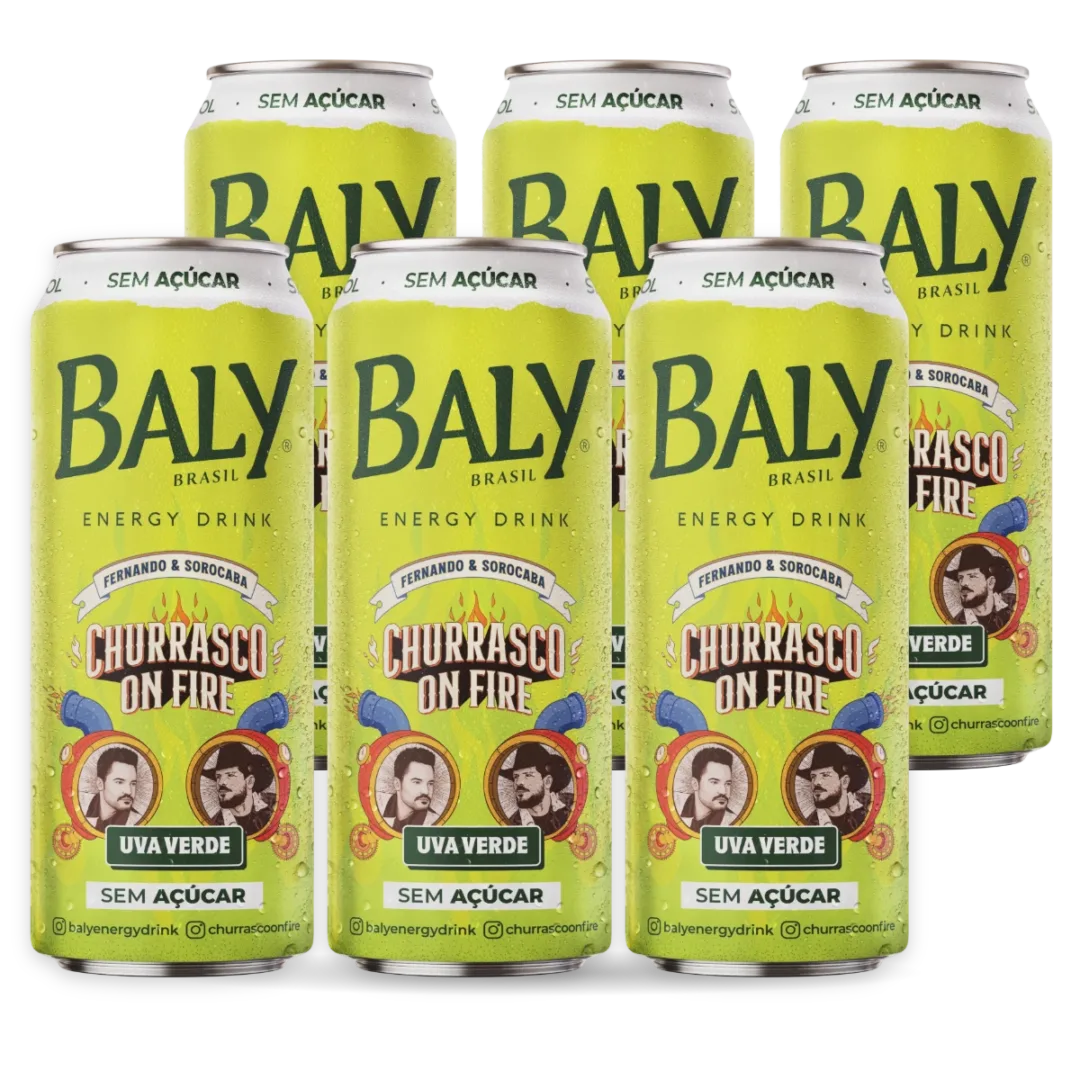 Pack com 6 latas de Baly Uva Verde Zero 473 ml