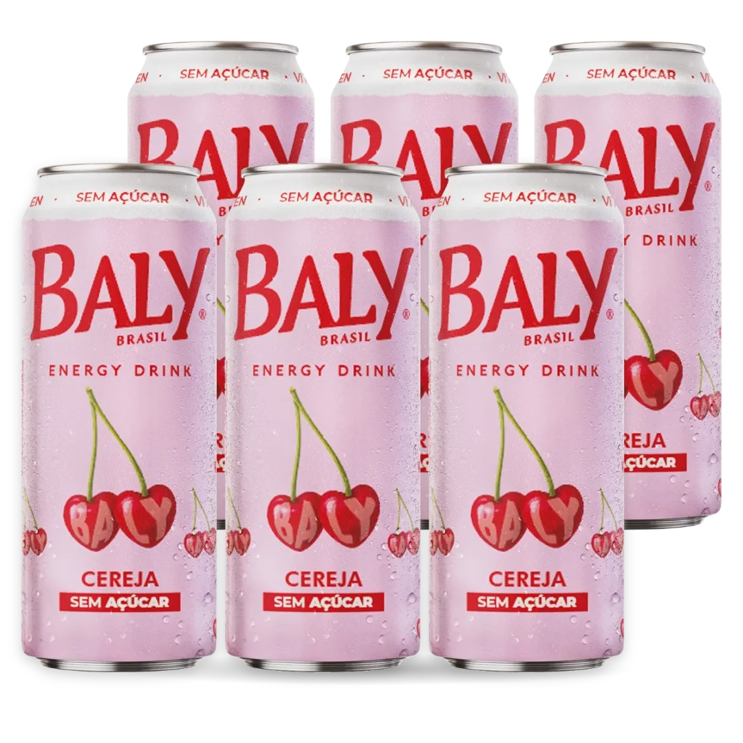 Pack com 6 latas de Baly Cereja Zero 473 ml
