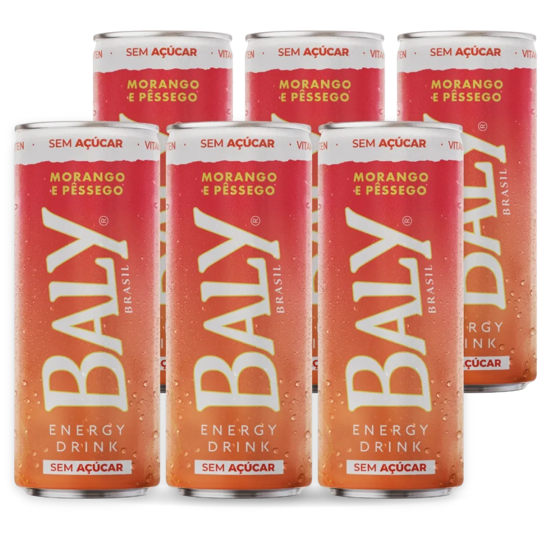 Pack com 6 latas de Baly Morango e P�ssego Zero 250 ml