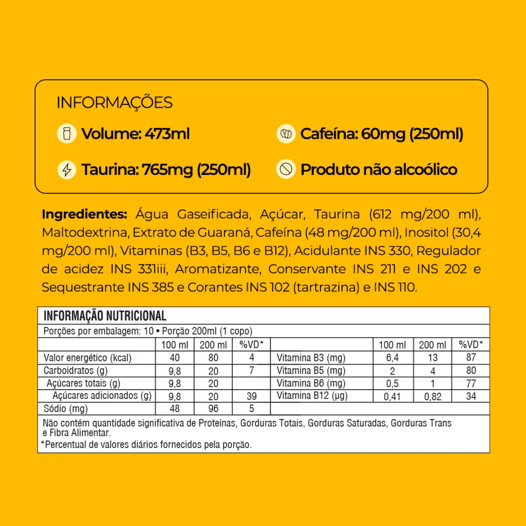 Informações e tabela nutricional do Baly Tropical