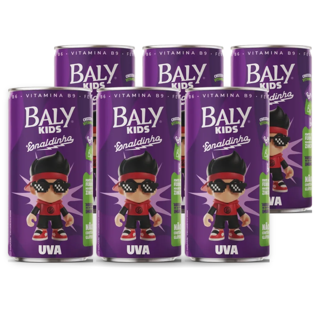 Pack com 6 latas de Baly Kids Uva 220 ml