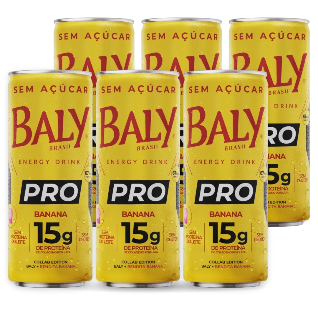 Pack com 6 latas de Baly PRO Banana 250 ml