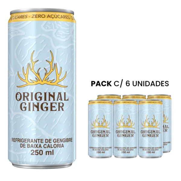 Refrigerante Original Ginger S/ Açúcar 250ml 6 UN